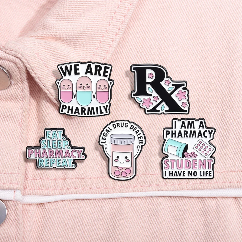 I Am Pharmacy Student Have No Life Enamel Pin Eat Sleep Pharmacy Repeat Brooch Cartoon Pills Lapel Badge Gift for Medical Friend