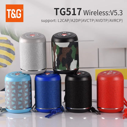 Bluetooth Speaker TG517 Portable Mini Wireless Soundbar for Outdoor Indoor Loudspeaker Support TF Card FM Radio IPX5 Waterproof
