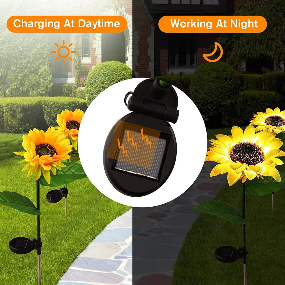 Simulated Outdoor Solar Sunflowers Smart Sense Garden Lights Yard Wedding Thanksgiving Decor Light Waterproof LED Lawn Light