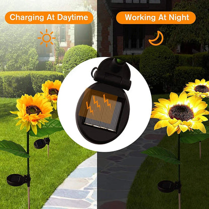 Simulated Outdoor Solar Sunflowers Smart Sense Garden Lights Yard Wedding Thanksgiving Decor Light Waterproof LED Lawn Light