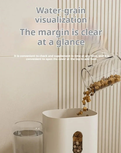 Automatic Pet Feeder and Water Dispenser 2in1 Raised Food Bowl with Water Fountain for Cat Dog Large Capacity Pet Accessories