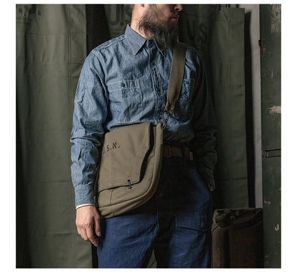 Bronson Repro USN Chambray Work Shirt Rugged Men's Selvedge Workwear Light Blue