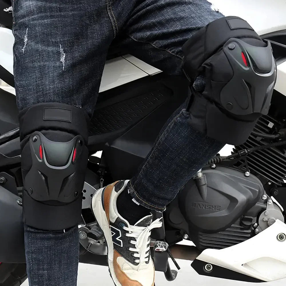 1Pair Knee Brace Elbow Protection Pads Shock Absorption Keep Warm Motorcycle Knee Elbow Pads Safety Protector for Outdoor Sports
