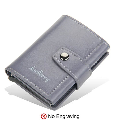 RFID Blocking Protection Men ID Credit Card Holder Wallet Leather Metal Aluminum Business Bank Card Case CreditCard Cardholder