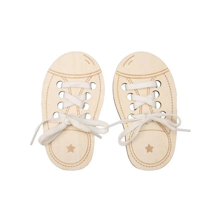 Teaching Tie Shoelaces Wooden Lacing Shoe Toy Tying Shoelaces Boards Learn to Tie Laces Toy Montessori Educational Toy