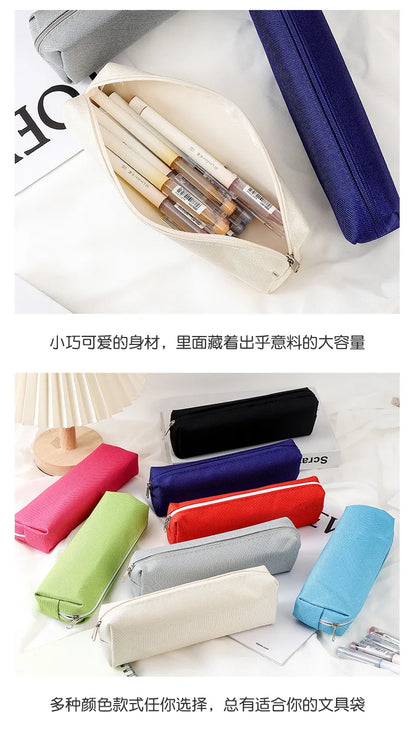 Simple Pencil Case School Supplies Pencil Cases Estuche Escolar Solid Color School Stationery Kalemlik Trousse Pencil Pouch