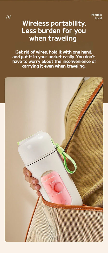 Portable Electric Blender Cup for Smoothies, Shaved Ice, and Juices - 12-Blade Stainless Steel with Wireless Charging Function