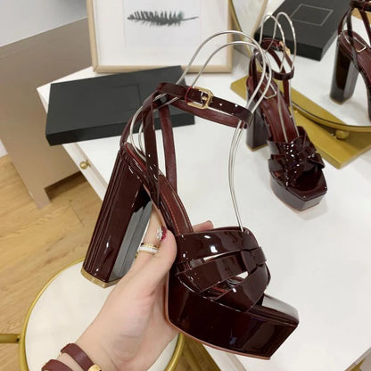 Fashion Women's Sandals Brand Luxury Women's Shoes Elegant Party High Heels Leather Waterproof Office Shoes Sexy Dating Shoes