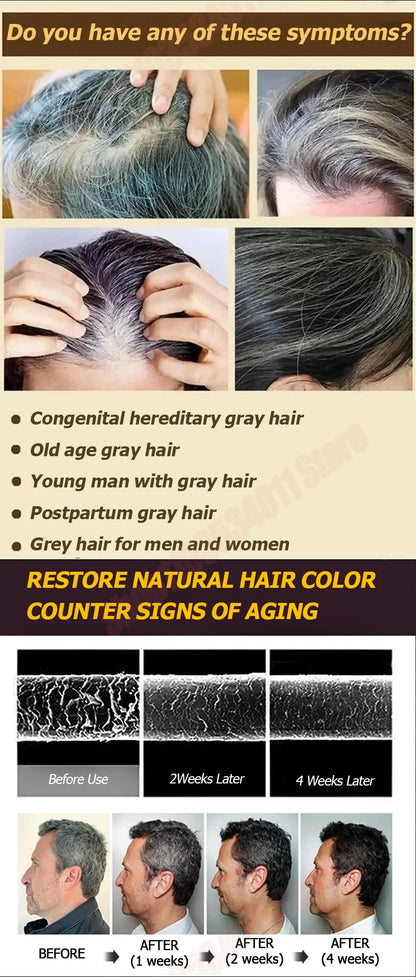 Grey hair serum for men and women, from white to black