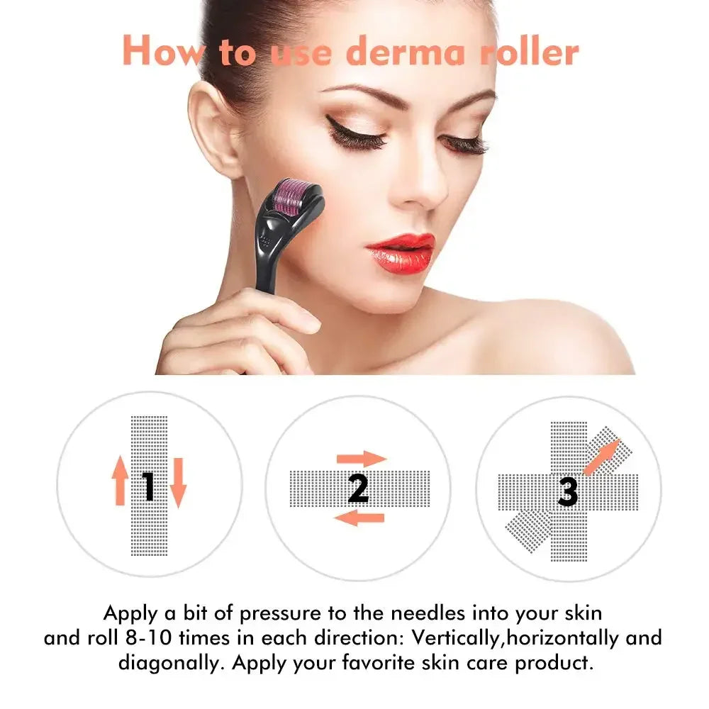 Micro Needle 540 Derma Roller Face Roller Titanium Hair Regrowth Beard Growth Microniddle Roller for Face Massager Skin Care