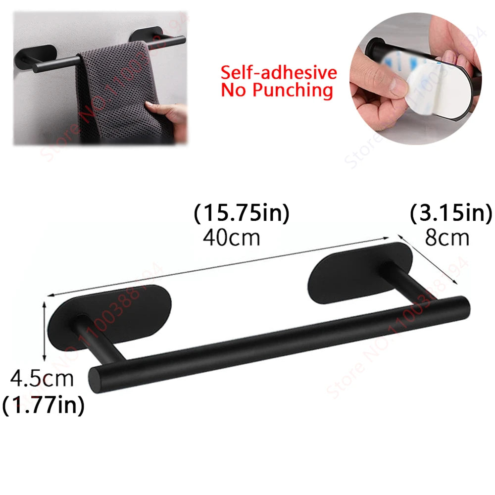 Adhesive Bathroom Hardware Accessories Towel Rack Toilet Paper Dispenser Holder Wall Coat Hooks Towel Rail Ring Roll Hanger Set