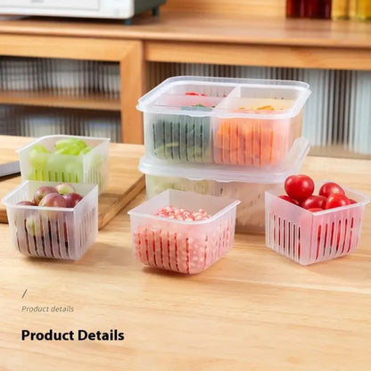 4 Grid Refrigerator Storage Box Food Vegetable Fridge Organizer Drain Basket Meat Onion Ginger Crisper