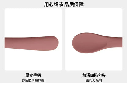 Silicone Baby Learn To Eat Spoon Small Curved Spoon Soft Rubber Feeding Silicone Cutlery Baby Training Spoon