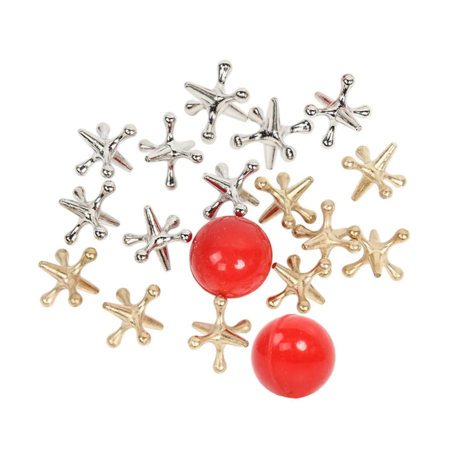 Classic Board Games Vintage with 10 Metal Jacks 2 Red Rubber Balls Traditional