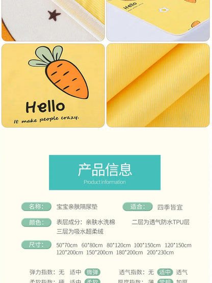 Newborn Cartoon Urine Pad Portable Cute Double Sided Bed Mat Waterproof Washable Diaper Changing Pad Children Diaper Products