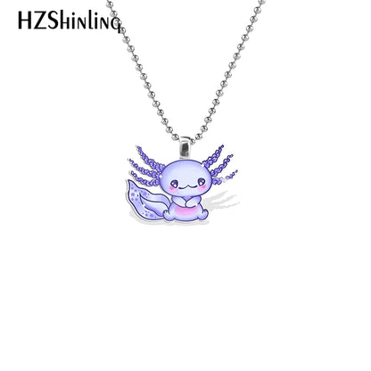 Cartoon Axolotl Acrylic Necklace Pendants Charms Resin Epoxy Handmade Crafts Jewelry Gifts