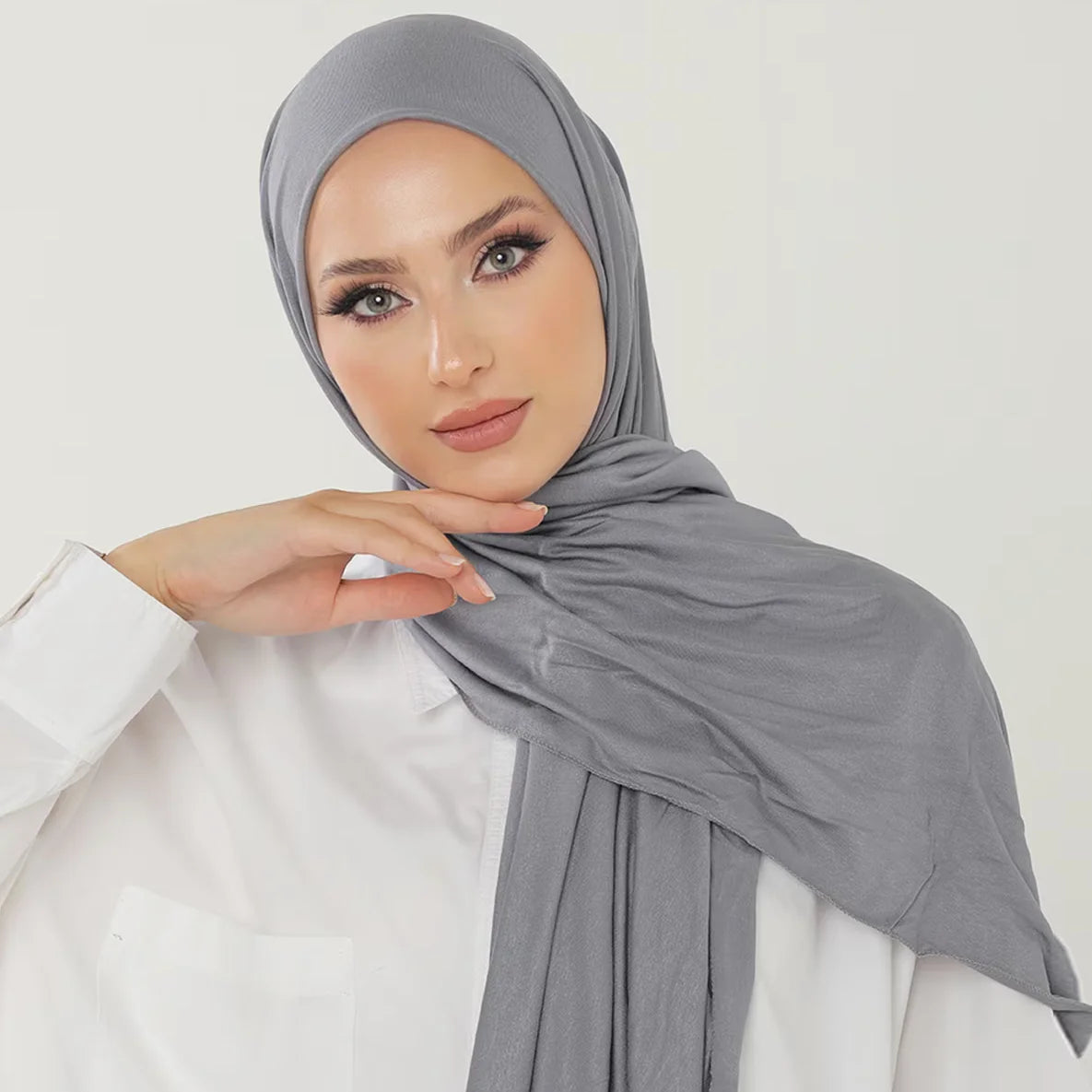 Muslim Plain Hijab Cotton Stretchy Premium Cotton Scarf Soft Material Prayer Shawls Women Muslim Cotton Hijab