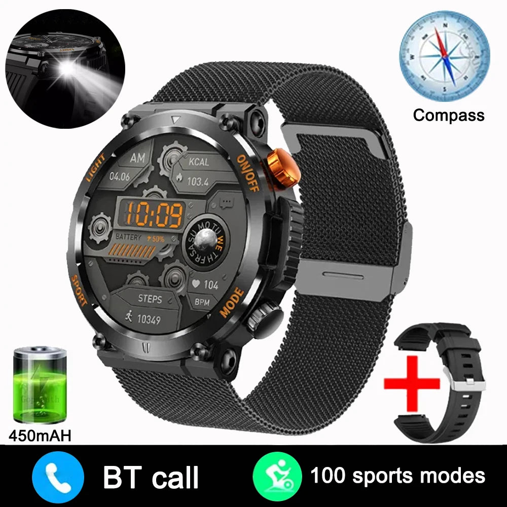 Smart Watch Men Bluetooth Call Health Monitor Sports Smart Watch IP67 Waterproof Outdoor Sports Watch 100+ Sports Modes