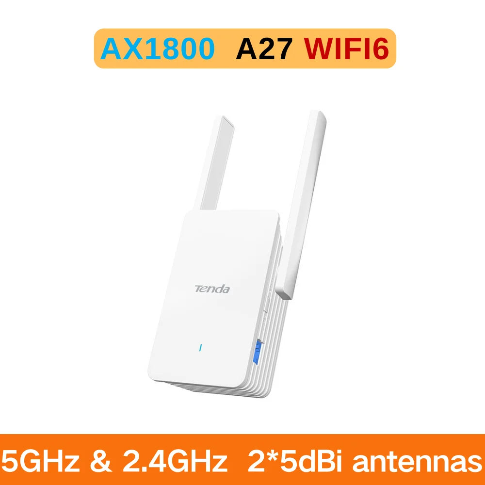 Tenda WiFi 6 Range Extender 2.4/5GHz AX1800 Dual Band Signal Expansion Booster Wireless Repeater No Dead Spots WPS Plug and Play