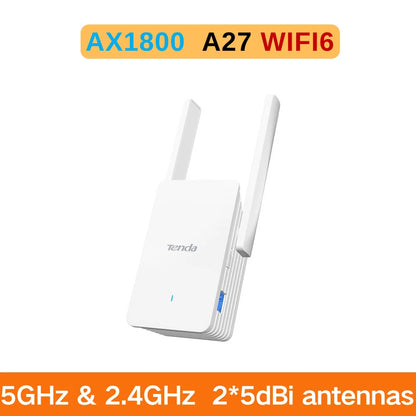 Tenda WiFi 6 Range Extender 2.4/5GHz AX1800 Dual Band Signal Expansion Booster Wireless Repeater No Dead Spots WPS Plug and Play