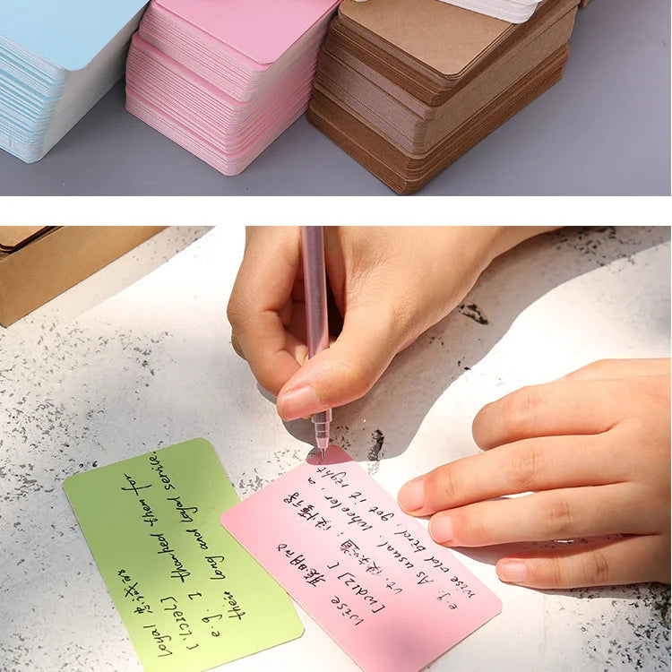 100pcs/box Kraft paper card color blank business card message thank you card writing card label bookmark learning card