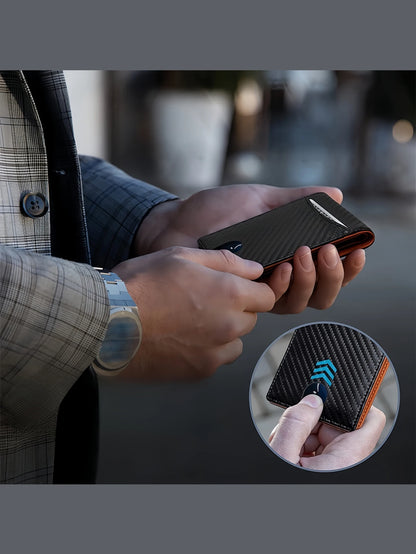 Men's RFID Blocking Card Holder Bifold Wallet With Money Clip Minimalist Pocket Slim Wallet