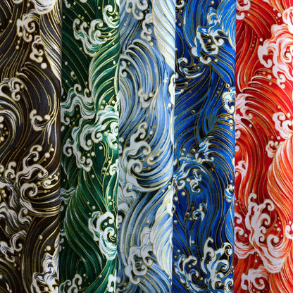 Cotton Bronzing Printing Fabric Handmade DIY Clothing Luggage Sachet Cotton Cloth Cotton Fabric Qinghai Smoke Wave, 145x50cm