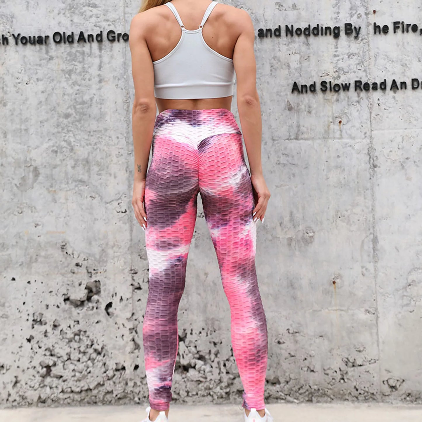 Yoga Pants Tie Dye Seamless Leggings Push Up Women Sports Fitness Contour Yoga Running Pants Elastic Nylon Tights Legging