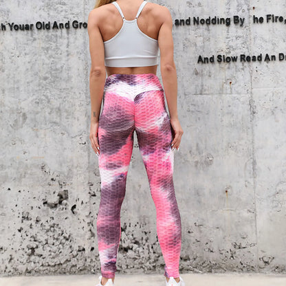 Yoga Pants Tie Dye Seamless Leggings Push Up Women Sports Fitness Contour Yoga Running Pants Elastic Nylon Tights Legging
