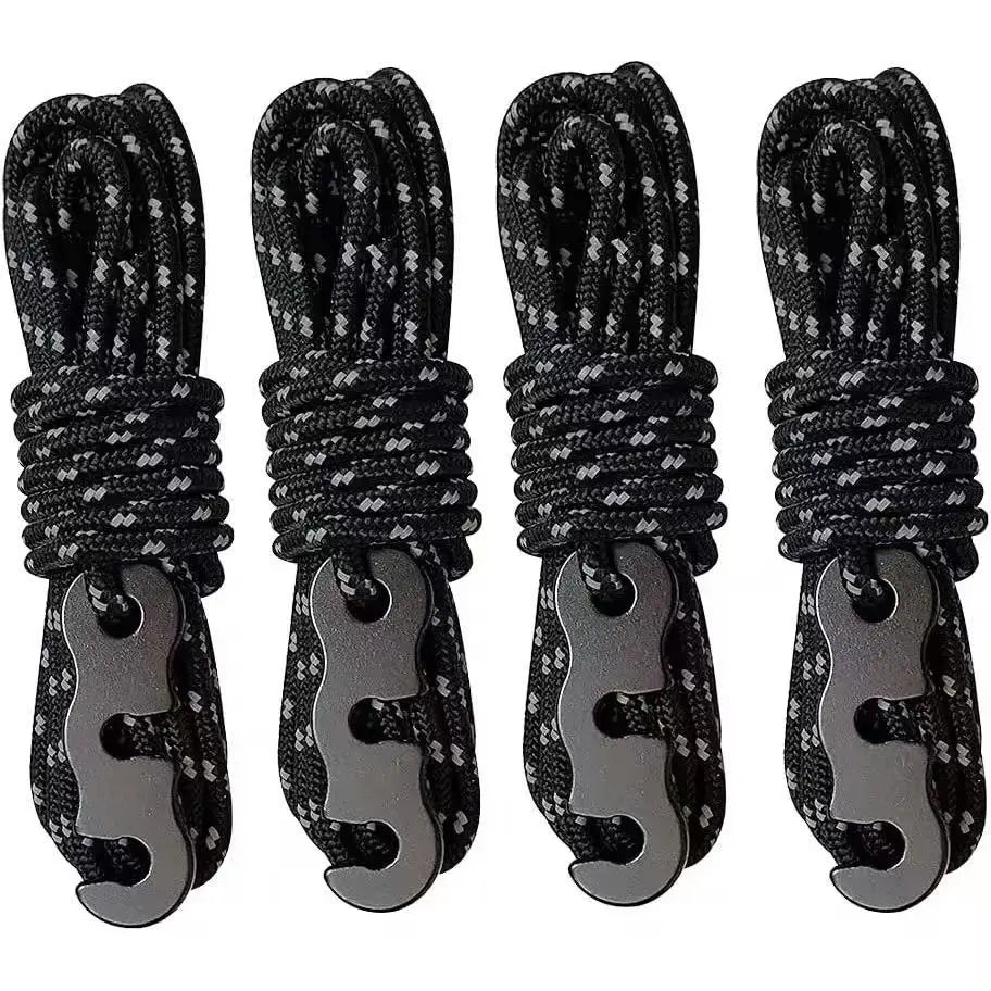 4 Outdoor Tent Ropes Reflective Ropes Canopy Ropes Reinforced Windproof Ropes with Buckles To Ensure Safety Camping Accessories