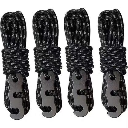 4 Outdoor Tent Ropes Reflective Ropes Canopy Ropes Reinforced Windproof Ropes with Buckles To Ensure Safety Camping Accessories