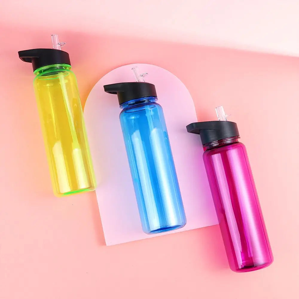 750ml Sports Water Bottle With Straw Outdoor Plastic Clear Dinkware Gym School Travel Camping Portable Leakproof Drinking Cup