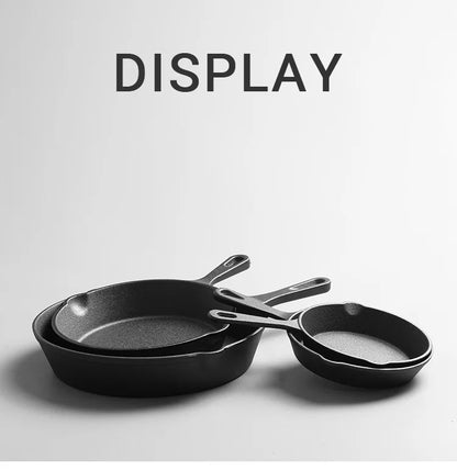 Cast Iron Pan Uncoated Frying Pan Small Frying Egg Pan Household Pan Kitchenware Set Oil Splashing Pan Cast Iron Cookware Frying