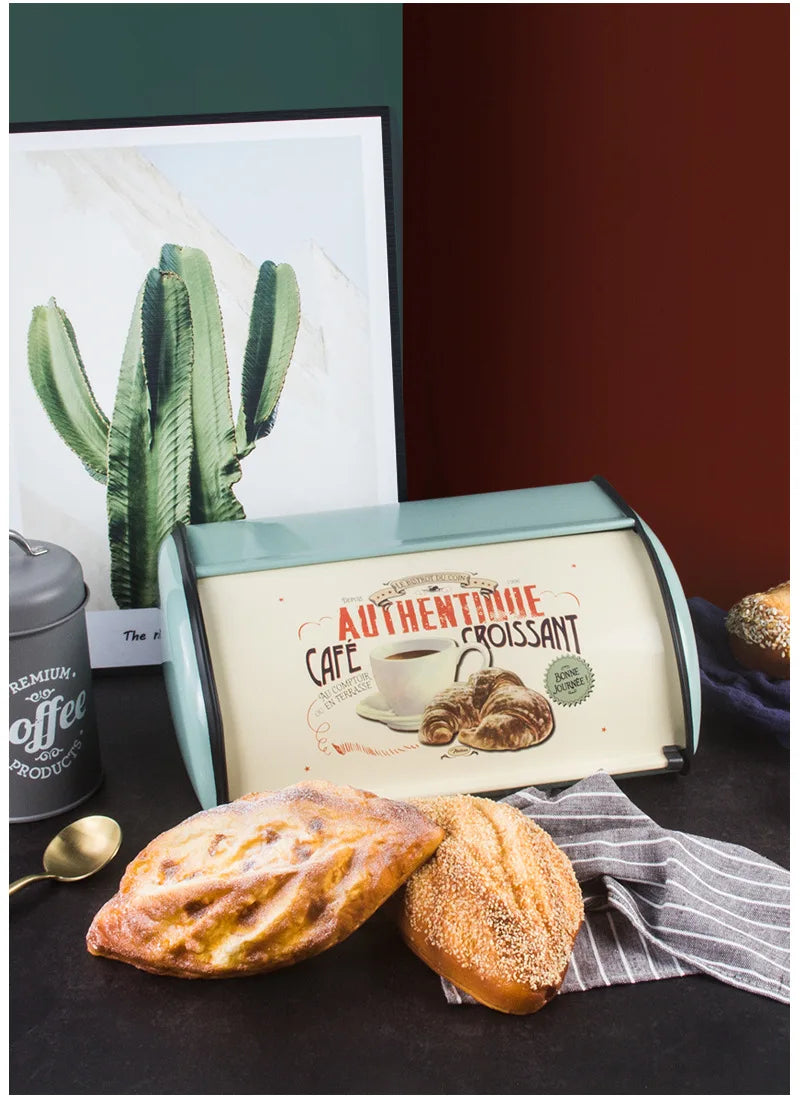 Bread Bin Bread Holder Large Capacity Stainless Steel Bread Box Holder Bin Container Kitchen Storage Organizer Bread Storage Box