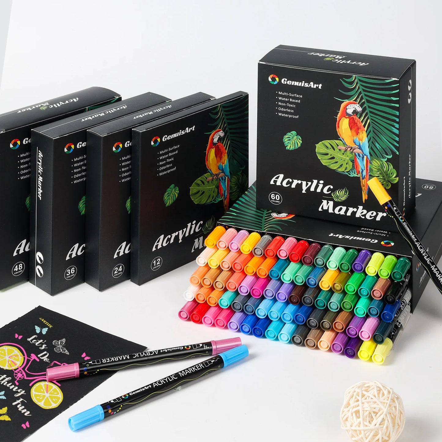 12/24/36/48/60/80 Colors Dual Tip Acrylic Paint Pens Markers Art Supplies for Wood, Rocks, Canvas, Glass, Ceramic, DIY, Graffiti