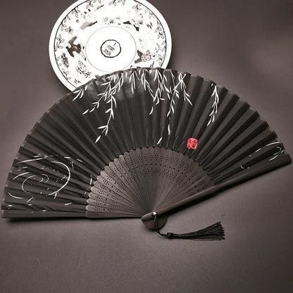 1pcs - Chinese style black vintage hand fan folding fan Chinese dance party folding fan