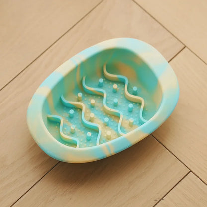 Slow Feeder Bowl for Dogs & Cats - Non-slip Silicone Pet Food Dish with Egg Design for Small Dogs & Kittens