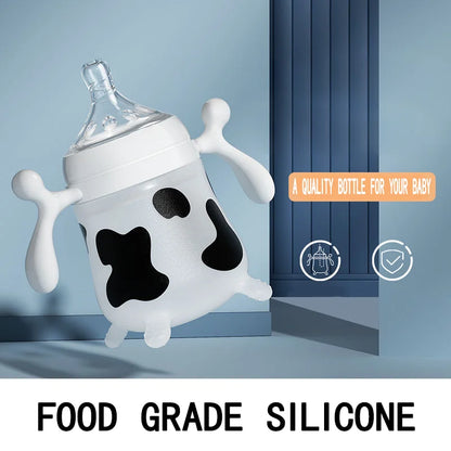 Silicone Baby Feeding Bottle Cute Cow Imitating Breast Milk For Newborn Infant Anti colic Anti choking Milk Feeding Supplies New