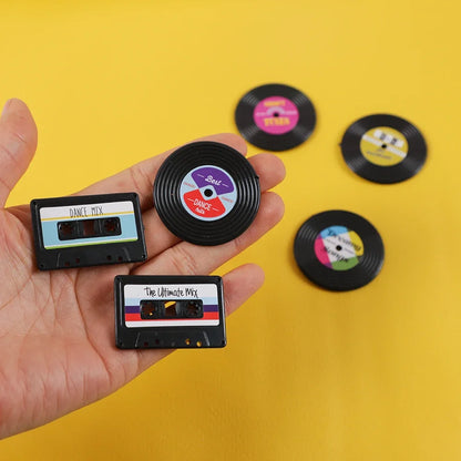 4Pcs/Pack Creative Gramophone Record Fridge Magnet Message Board Reminder Refrigerator Sticker for Home Kitchen Decoration