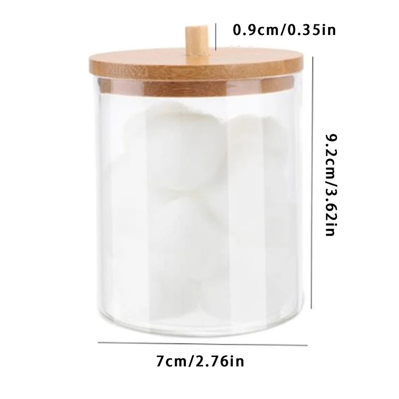 Cotton Swab Holder Bathroom Dispenser Storage Cotton Ball, Cotton Swab, Cotton Round Pads, Floss Picks - Clear Canister