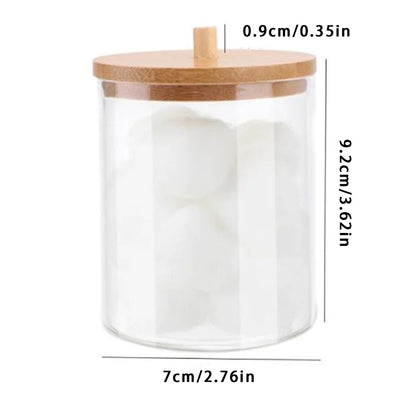 Cotton Swab Holder Bathroom Dispenser Storage Cotton Ball, Cotton Swab, Cotton Round Pads, Floss Picks - Clear Canister