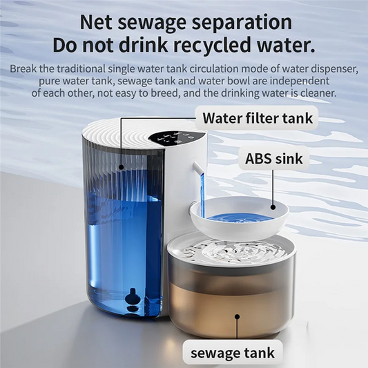 ABJN-3L Wireless Pet Water Fountain Rechargeable Dump Water Feeder Timed Smart No Filter Required