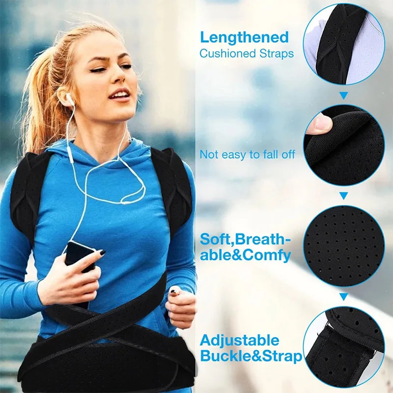 Adjustable Back Brace Posture Corrector Women Men Back Straightener Trainer for Scoliosis & Hunchback Correction, Spine Support