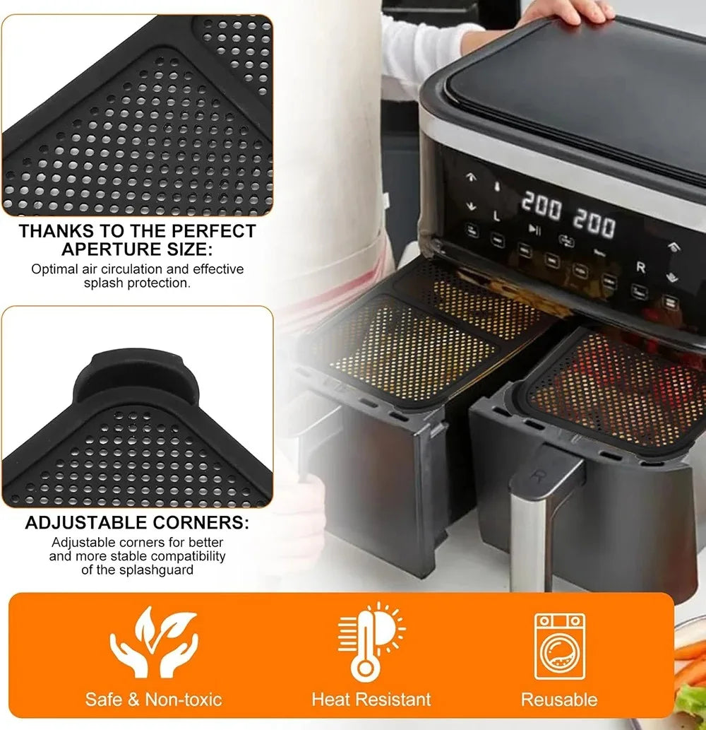 Air Fryer Splash Guard for Ninja AF300 Models Reusable Air Fryer Liners  Silicone Air Fryer Splash Pad Shield Baking Accessories
