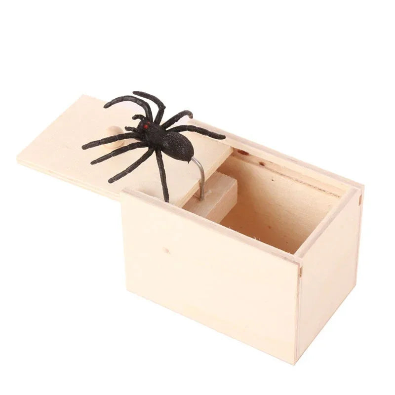 Funny Spider Jump Scare Box - Wooden Prank Toy for Office & Friends - Hilarious Trick Gadget for Jokes & Gags