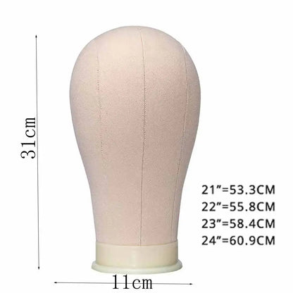 Canvas Block Head Mannequin Wig Head, Wig Stand Tripod with Head, Mannequin Head Wig Display Styling Head, Manikin Block Head