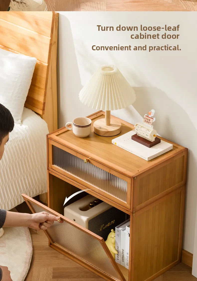 Solid wood bedside table locker small simple bedroom home 2025 new bedside shelf cabinet