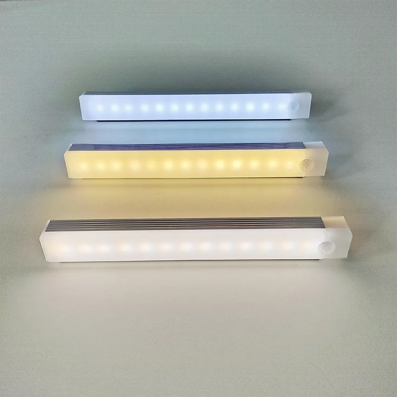 Smart Motion Sensor LED Night Light Rechargeable Human Body Infrared Sensing Cabinet Lamp for Kitchen Hallway Bath Room