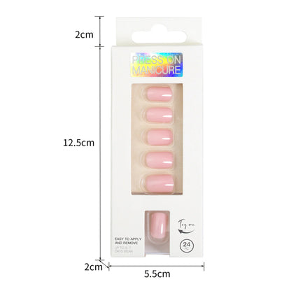 Short Full Press on Nails 24 Pcs False Nails Set Stick on Nails High Quality Reusable Fake Nails Solid Color Design Nail Art