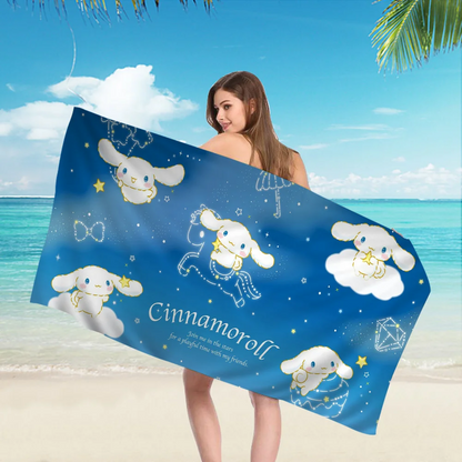 Cartoon C-Cinnamorolls Cartoon Beach Towel Cute Kawaii Room Decor Bath Girls Children Hand Towels For Bathroom Shower